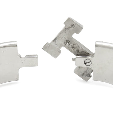 エルメス HERMES クリッククラックH GM ピンクXシルバー メタル エナメル ブレスレット Hブレス