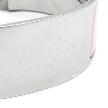 エルメス HERMES クリッククラックH GM ピンクXシルバー メタル エナメル ブレスレット Hブレス