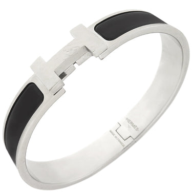 エルメス HERMES クリックHH T4 ブラックXシルバー メタル エナメル ブレスレット Hブレス 黒