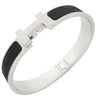 エルメス HERMES クリックHH T4 ブラックXシルバー メタル エナメル ブレスレット Hブレス 黒
