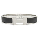 エルメス HERMES クリックHH T4 ブラックXシルバー メタル エナメル ブレスレット Hブレス 黒