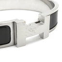 エルメス HERMES クリックHH T4 ブラックXシルバー メタル エナメル ブレスレット Hブレス 黒
