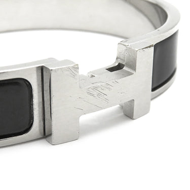 エルメス HERMES クリックHH T4 ブラックXシルバー メタル エナメル ブレスレット Hブレス 黒