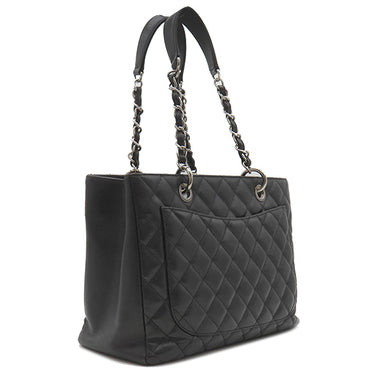シャネル CHANEL GST トートバッグ A50995 ブラック キャビアスキン トートバッグ シルバー金具 黒 チェーンショルダー ココマーク