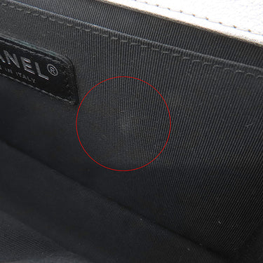 シャネル CHANEL ボーイシャネル シルバー×ブラック カーフ ショルダーバッグ シルバー金具 黒 バイカラー ココマーク