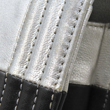 シャネル CHANEL ボーイシャネル シルバー×ブラック カーフ ショルダーバッグ シルバー金具 黒 バイカラー ココマーク