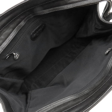 シャネル CHANEL マトラッセ  ブラック レザー ショルダーバッグ シルバー金具 黒 ココマーク トートバッグ 肩掛け