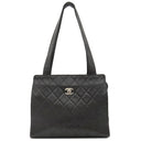 シャネル CHANEL マトラッセ  ブラック レザー ショルダーバッグ シルバー金具 黒 ココマーク トートバッグ 肩掛け