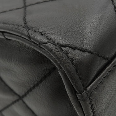 シャネル CHANEL マトラッセ  ブラック レザー ショルダーバッグ シルバー金具 黒 ココマーク トートバッグ 肩掛け