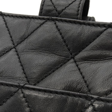 シャネル CHANEL マトラッセ  ブラック レザー ショルダーバッグ シルバー金具 黒 ココマーク トートバッグ 肩掛け