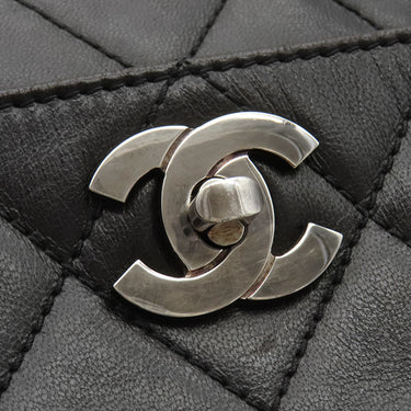シャネル CHANEL マトラッセ  ブラック レザー ショルダーバッグ シルバー金具 黒 ココマーク トートバッグ 肩掛け