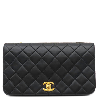 シャネル CHANEL マトラッセ フルフラップ ブラック ラムスキン ショルダーバッグ ゴールド金具 黒 チェーンショルダ― ココマーク