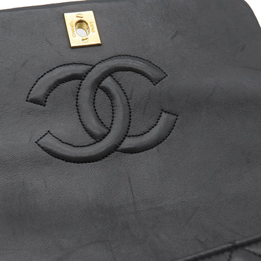 シャネル CHANEL マトラッセ フルフラップ ブラック ラムスキン ショルダーバッグ ゴールド金具 黒 チェーンショルダ― ココマーク