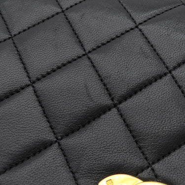 シャネル CHANEL マトラッセ フルフラップ ブラック ラムスキン ショルダーバッグ ゴールド金具 黒 チェーンショルダ― ココマーク