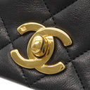 シャネル CHANEL マトラッセ フルフラップ ブラック ラムスキン ショルダーバッグ ゴールド金具 黒 チェーンショルダ― ココマーク