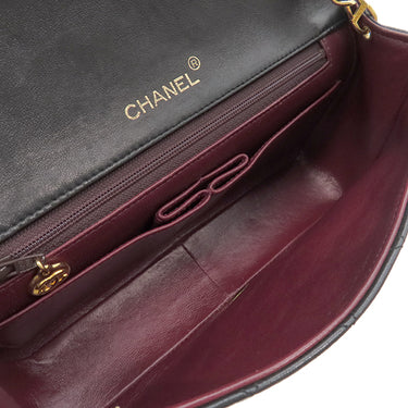 シャネル CHANEL マトラッセ フルフラップ ブラック ラムスキン ショルダーバッグ ゴールド金具 黒 チェーンショルダ― ココマーク