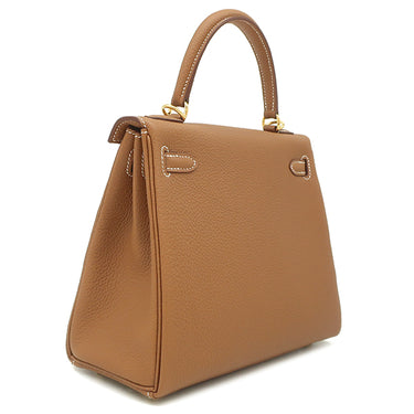 エルメス HERMES ケリー25 内縫い ゴールド トゴ 2WAYバッグ ゴールド金具 新品 未使用 茶 ショルダー 新刻印