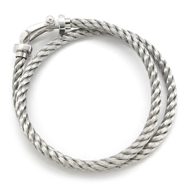 フレッド FRED フォース10 LM シルバー×ホワイトゴールド K18WG ステンレスケーブル ダイヤモンド ブレスレット Au750 18K×SS ダイヤ 2連 二重 ワイヤー ケーブル