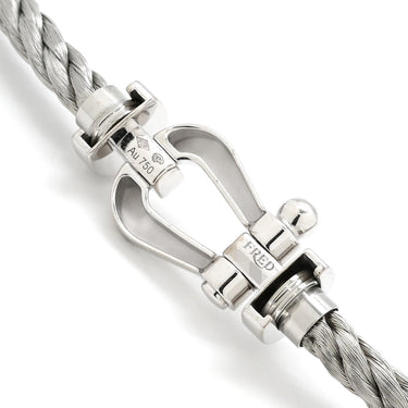 フレッド FRED フォース10 LM シルバー×ホワイトゴールド K18WG ステンレスケーブル ダイヤモンド ブレスレット Au750 18K×SS ダイヤ 2連 二重 ワイヤー ケーブル