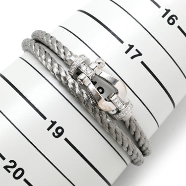 フレッド FRED フォース10 LM シルバー×ホワイトゴールド K18WG ステンレスケーブル ダイヤモンド ブレスレット Au750 18K×SS ダイヤ 2連 二重 ワイヤー ケーブル