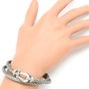 フレッド FRED フォース10 LM シルバー×ホワイトゴールド K18WG ステンレスケーブル ダイヤモンド ブレスレット Au750 18K×SS ダイヤ 2連 二重 ワイヤー ケーブル