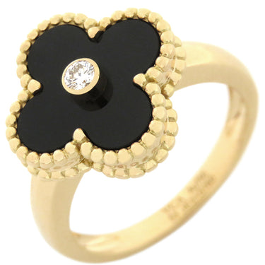 ヴァンクリーフアーペル Van Cleef & Arpels ヴィンテージ アルハンブラ VCARA41000 ブラックXイエローゴールド K18YG ダイヤモンド オニキス #55(JP15) リング 指輪 Au750 18金 14.5号