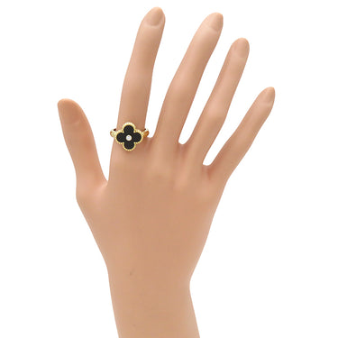 ヴァンクリーフアーペル Van Cleef & Arpels ヴィンテージ アルハンブラ VCARA41000 ブラックXイエローゴールド K18YG ダイヤモンド オニキス #55(JP15) リング 指輪 Au750 18金 14.5号