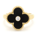 ヴァンクリーフアーペル Van Cleef & Arpels ヴィンテージ アルハンブラ VCARA41000 ブラックXイエローゴールド K18YG ダイヤモンド オニキス #55(JP15) リング 指輪 Au750 18金 14.5号