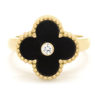ヴァンクリーフアーペル Van Cleef & Arpels ヴィンテージ アルハンブラ VCARA41000 ブラックXイエローゴールド K18YG ダイヤモンド オニキス #55(JP15) リング 指輪 Au750 18金 14.5号
