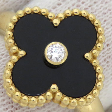 ヴァンクリーフアーペル Van Cleef & Arpels ヴィンテージ アルハンブラ VCARA41000 ブラックXイエローゴールド K18YG ダイヤモンド オニキス #55(JP15) リング 指輪 Au750 18金 14.5号