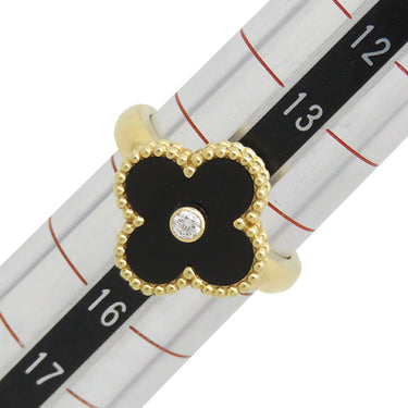 ヴァンクリーフアーペル Van Cleef & Arpels ヴィンテージ アルハンブラ VCARA41000 ブラックXイエローゴールド K18YG ダイヤモンド オニキス #55(JP15) リング 指輪 Au750 18金 14.5号