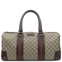 グッチ GUCCI GG ボストンバッグ 131176 ベージュ×ダークブラウン GGスプリームキャンバス ボストンバッグ シルバー金具 茶 シェリーライン ガンメタル金具