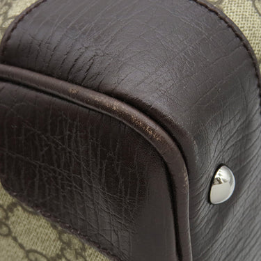 グッチ GUCCI GG ボストンバッグ 131176 ベージュ×ダークブラウン GGスプリームキャンバス ボストンバッグ シルバー金具 茶 シェリーライン ガンメタル金具