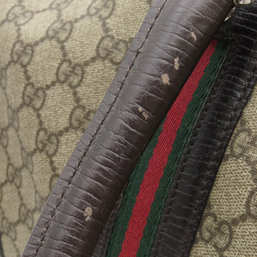 グッチ GUCCI GG ボストンバッグ 131176 ベージュ×ダークブラウン GGスプリームキャンバス ボストンバッグ シルバー金具 茶 シェリーライン ガンメタル金具
