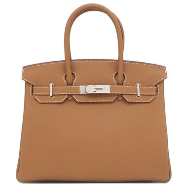 エルメス HERMES バーキン30 ゴールド トゴ ハンドバッグ シルバー金具 茶 新品 未使用 新刻印