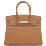 エルメス HERMES バーキン30 ゴールド トゴ ハンドバッグ シルバー金具 茶 新品 未使用 新刻印