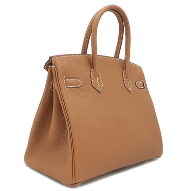 エルメス HERMES バーキン30 ゴールド トゴ ハンドバッグ シルバー金具 茶 新品 未使用 新刻印