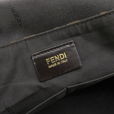フェンディ FENDI ズッカ 8BT215 ブラウン×ダークブラウン レザー ナイロンジャガード ショルダーバッグ ゴールド金具 茶 ズッカ FF