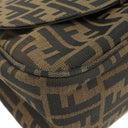 フェンディ FENDI ズッカ 8BT215 ブラウン×ダークブラウン レザー ナイロンジャガード ショルダーバッグ ゴールド金具 茶 ズッカ FF