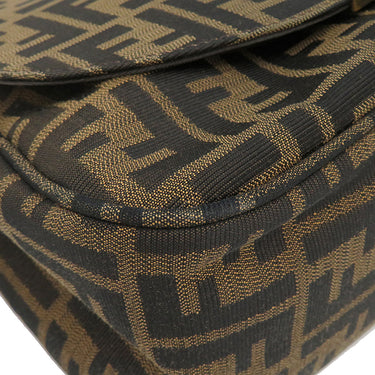 フェンディ FENDI ズッカ 8BT215 ブラウン×ダークブラウン レザー ナイロンジャガード ショルダーバッグ ゴールド金具 茶 ズッカ FF