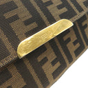 フェンディ FENDI ズッカ 8BT215 ブラウン×ダークブラウン レザー ナイロンジャガード ショルダーバッグ ゴールド金具 茶 ズッカ FF