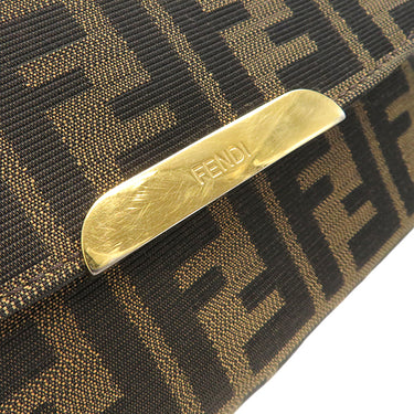 フェンディ FENDI ズッカ 8BT215 ブラウン×ダークブラウン レザー ナイロンジャガード ショルダーバッグ ゴールド金具 茶 ズッカ FF