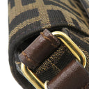 フェンディ FENDI ズッカ 8BT215 ブラウン×ダークブラウン レザー ナイロンジャガード ショルダーバッグ ゴールド金具 茶 ズッカ FF