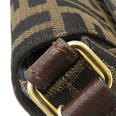 フェンディ FENDI ズッカ 8BT215 ブラウン×ダークブラウン レザー ナイロンジャガード ショルダーバッグ ゴールド金具 茶 ズッカ FF