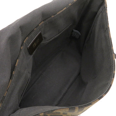 フェンディ FENDI ズッカ 8BT215 ブラウン×ダークブラウン レザー ナイロンジャガード ショルダーバッグ ゴールド金具 茶 ズッカ FF