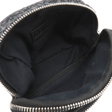 ロエベ LOEWE アナグラム ミニ カメラバッグ ブラック×グレー ジャガード カーフスキン ショルダーバッグ シルバー金具 黒