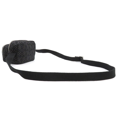 ロエベ LOEWE アナグラム ミニ カメラバッグ ブラック×グレー ジャガード カーフスキン ショルダーバッグ シルバー金具 黒