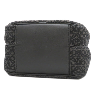 ロエベ LOEWE アナグラム ミニ カメラバッグ ブラック×グレー ジャガード カーフスキン ショルダーバッグ シルバー金具 黒