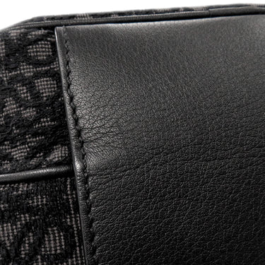 ロエベ LOEWE アナグラム ミニ カメラバッグ ブラック×グレー ジャガード カーフスキン ショルダーバッグ シルバー金具 黒