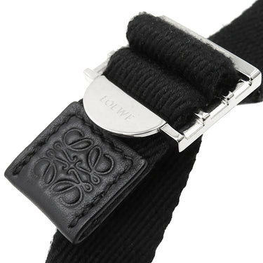 ロエベ LOEWE アナグラム ミニ カメラバッグ ブラック×グレー ジャガード カーフスキン ショルダーバッグ シルバー金具 黒